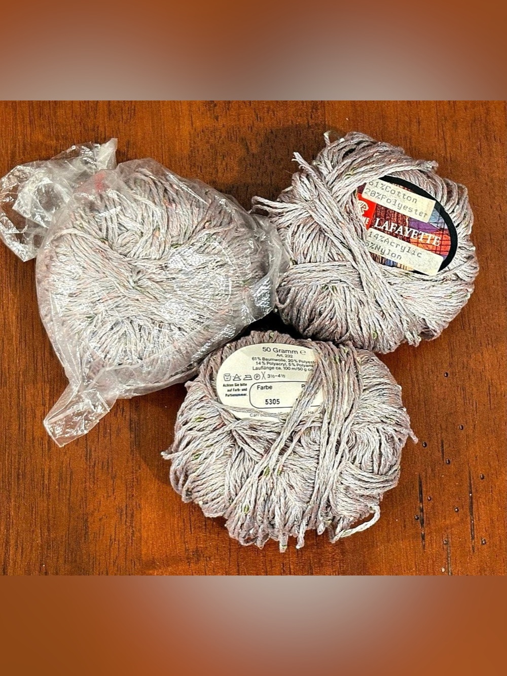 Lafayette Yarn 3-Skein Lot Gray & Pink NWT